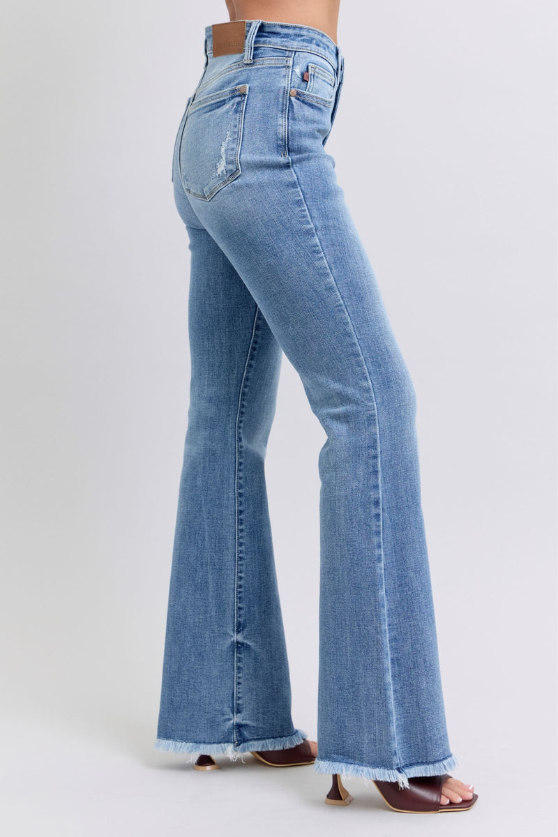 Hazel Blues® |  Judy Blue Raw Hem High Rise Bootcut Jeans