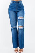 Hazel Blues® |  American Bazi High Waist Distressed Wide Leg Jeans