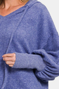 Hazel Blues® |  Zenana Brushed Hacci Drop Shoulder Cropped Hoodie