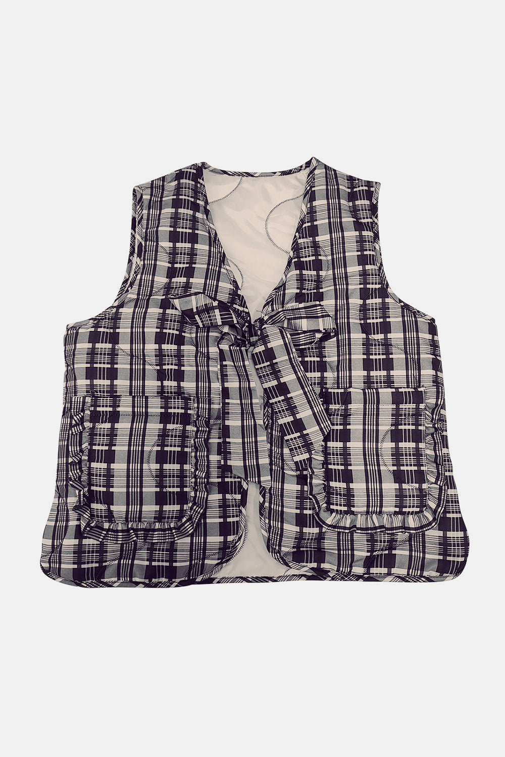 Hazel Blues® |  Tied Frill Vest Coat with Pockets