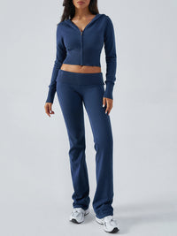 Hazel Blues® |  Devine Zip Up Long Sleeve Hooded Top and Pants Sweater Set