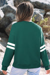 Hazel Blues® |  Evergreen Varsity Striped Detail Drop Shoulder Oversized Sweatshirt