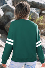 Hazel Blues® |  Evergreen Varsity Striped Detail Drop Shoulder Oversized Sweatshirt