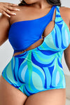Hazel Blues® | Printed Ring Detail One-Shoulder One-Piece Swimsuit