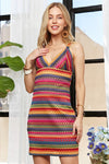 Hazel Blues® |  ADORA Contrast Striped V-Neck Mini Dress