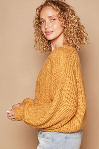 Hazel Blues® |  POL Cable Knit Cutout Long Sleeve Sweater