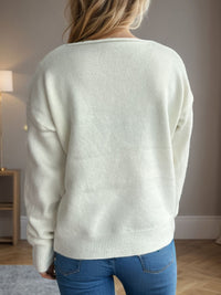 Hazel Blues® |  V-Neck Dropped Shoulder Long Sleeve Sweater