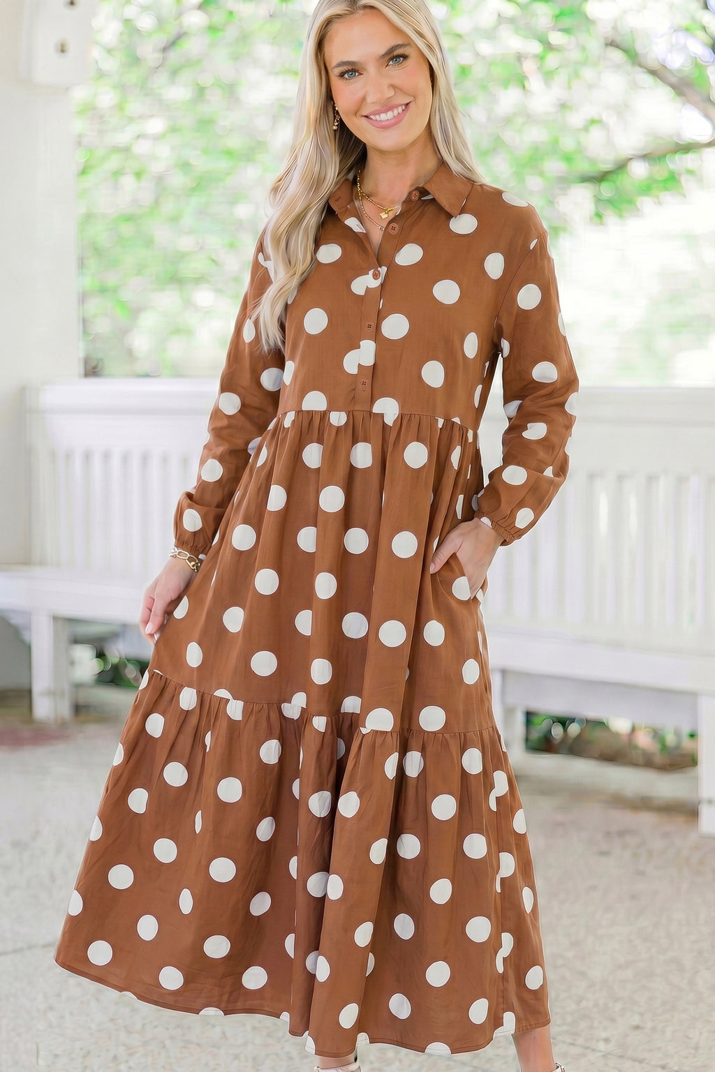 Georgia Skye Polka Dot Button-Front Dress