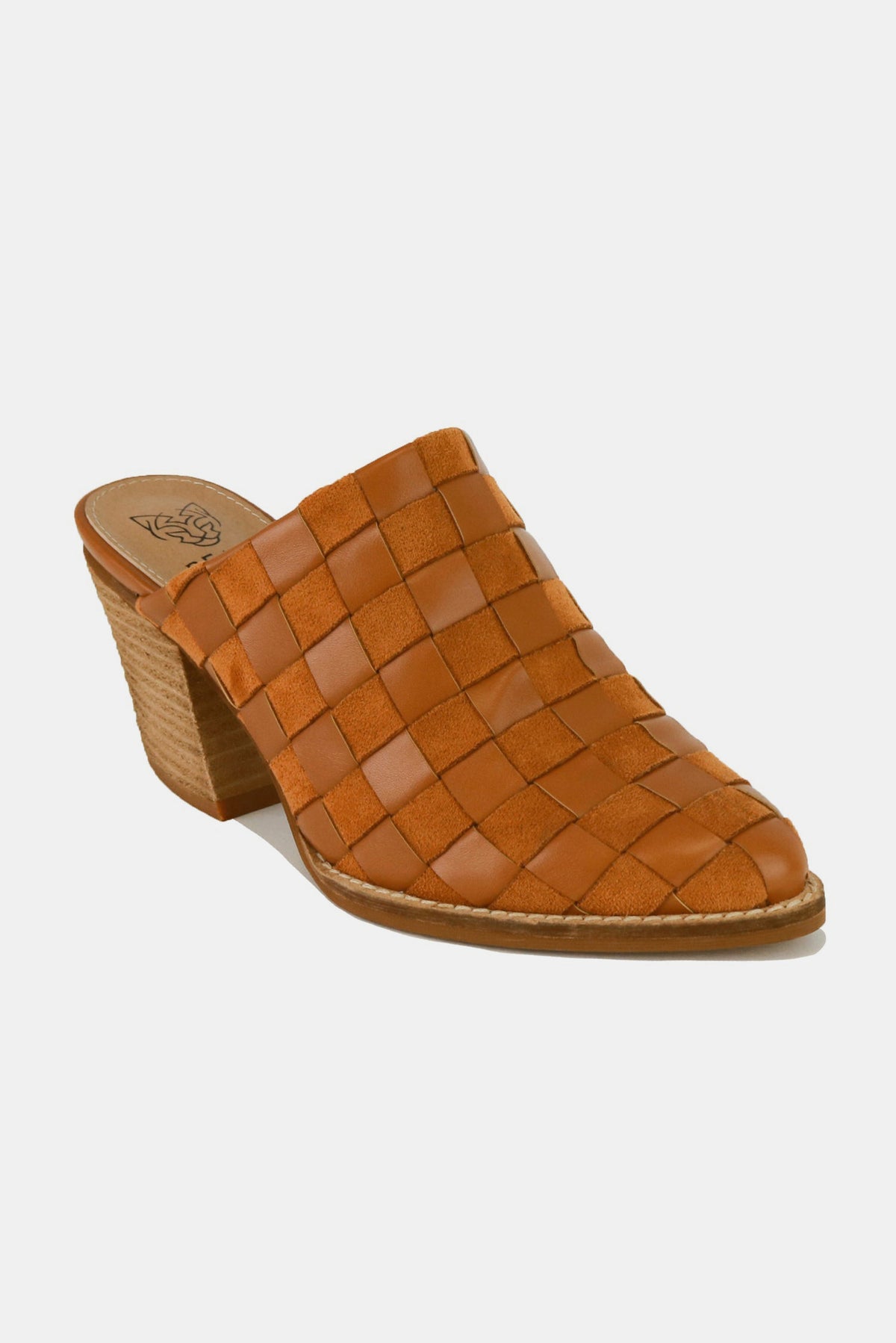 Hazel Blues® |  Beast Fashion Woven Checkerboard Block Heel Mule Shoes