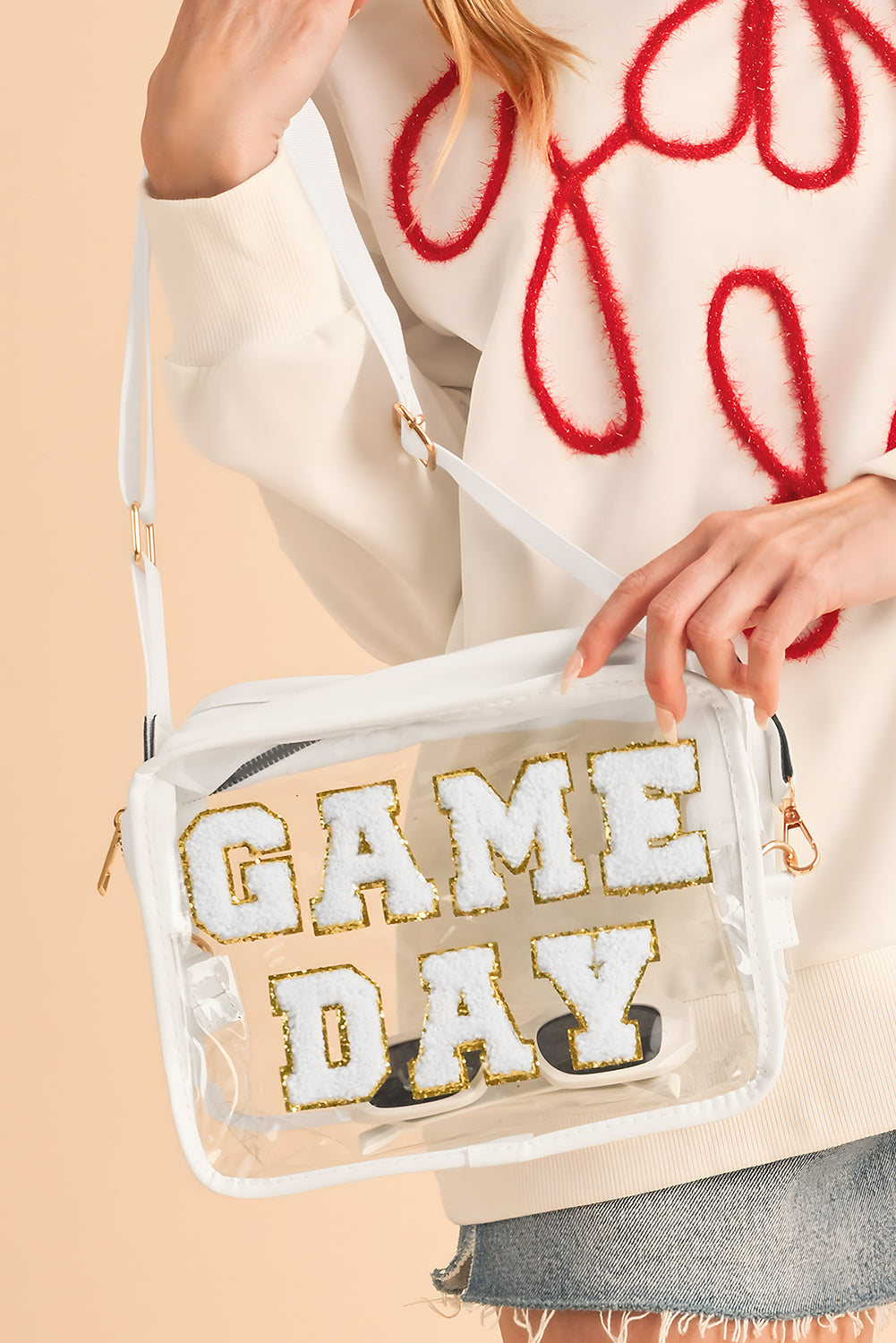 Magnolia Lou White Clear Game Day Shoulder Bag