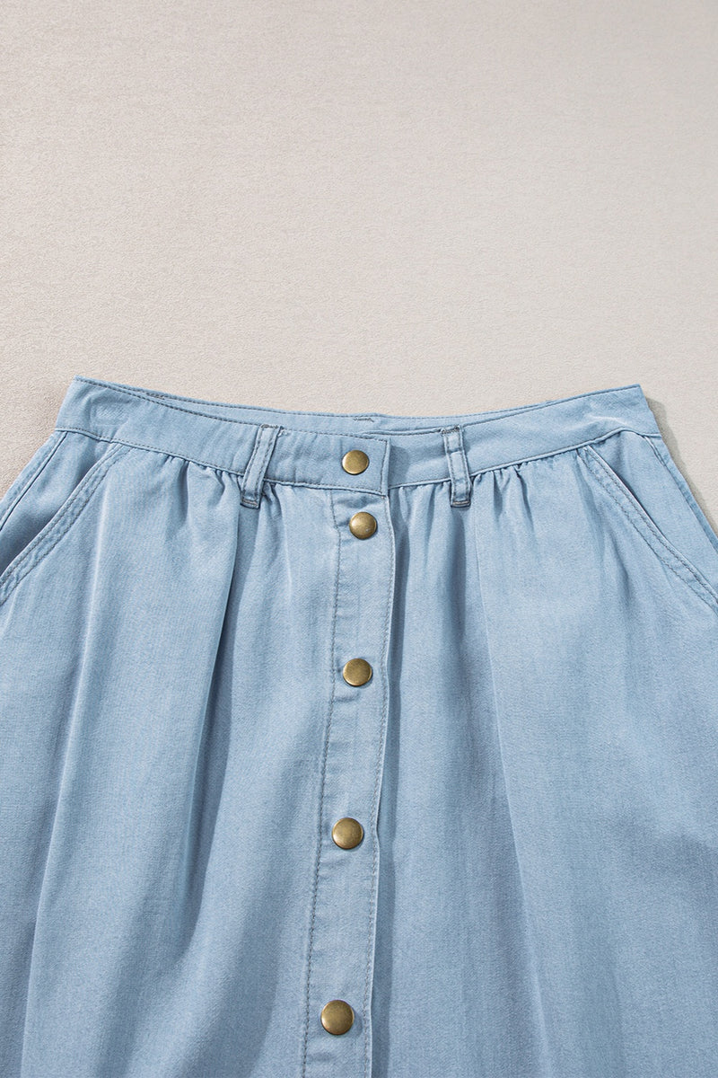 Hazel Blues® |  Snap Down High Waist Denim Skirt