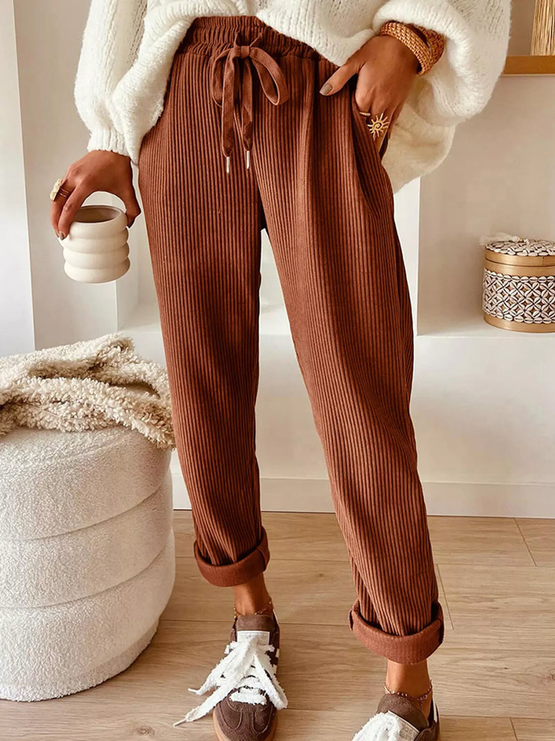 Hazel Blues® | Casual Corduroy Drawstring Waist Pants