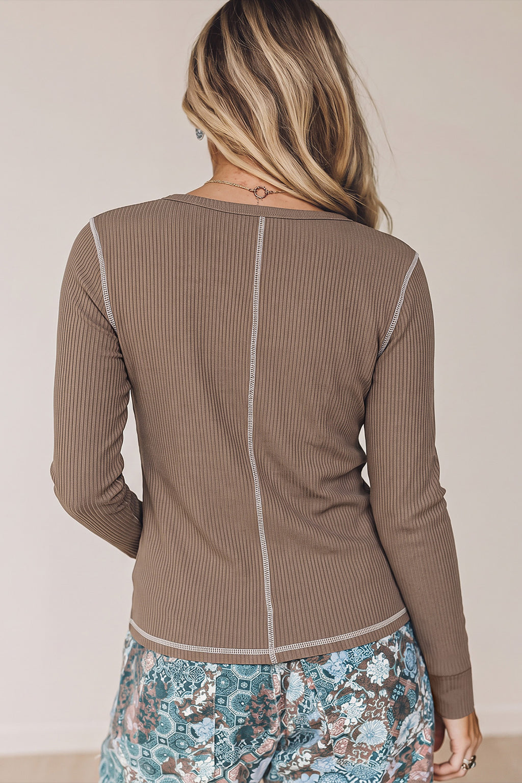 Mavis Lane Ribbed V-Neck Top