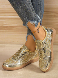 Hazel Blues® |  Sequin PU Leather Flat Sneakers