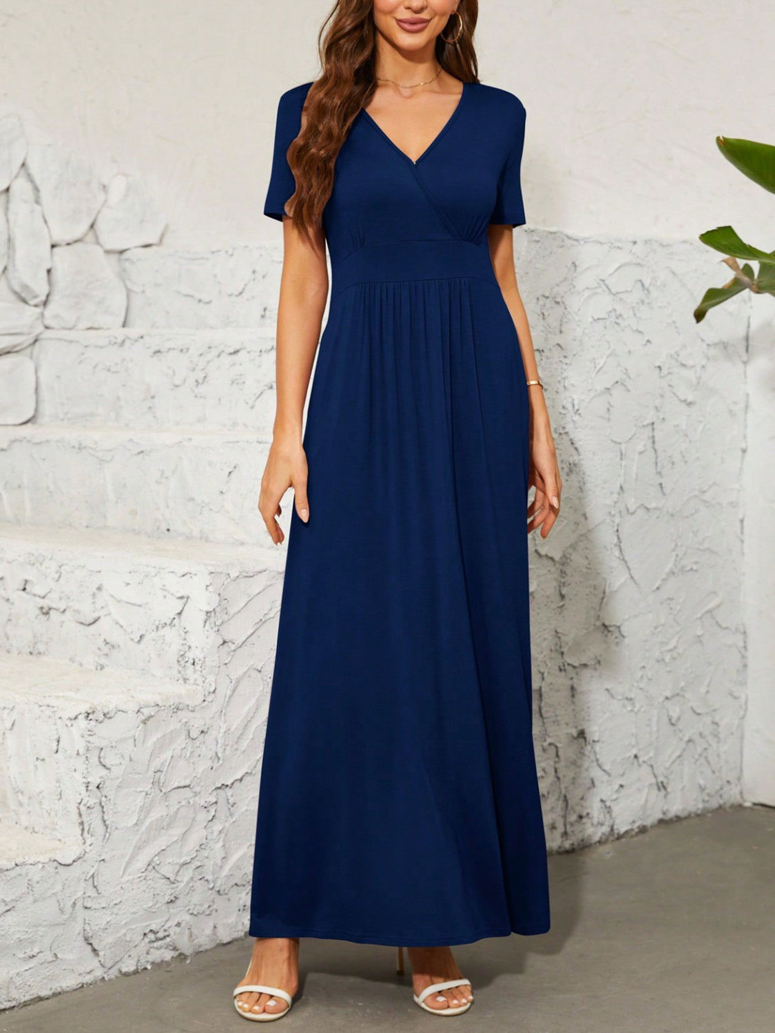 Hazel Blues® |  Surplice Short Sleeve Maxi Dress