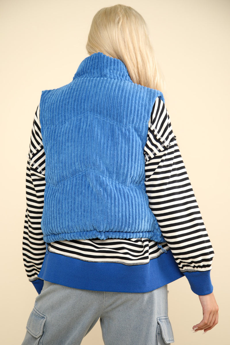 Hazel Blues® |  VERY J Zip Up Padded Corduroy Puffer Vest