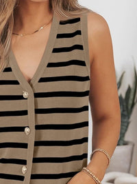 Hazel Blues® |  Striped V-Neck Knit Vest