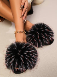 Hazel Blues® |  Fuzzy Open Toe Flat Sandals