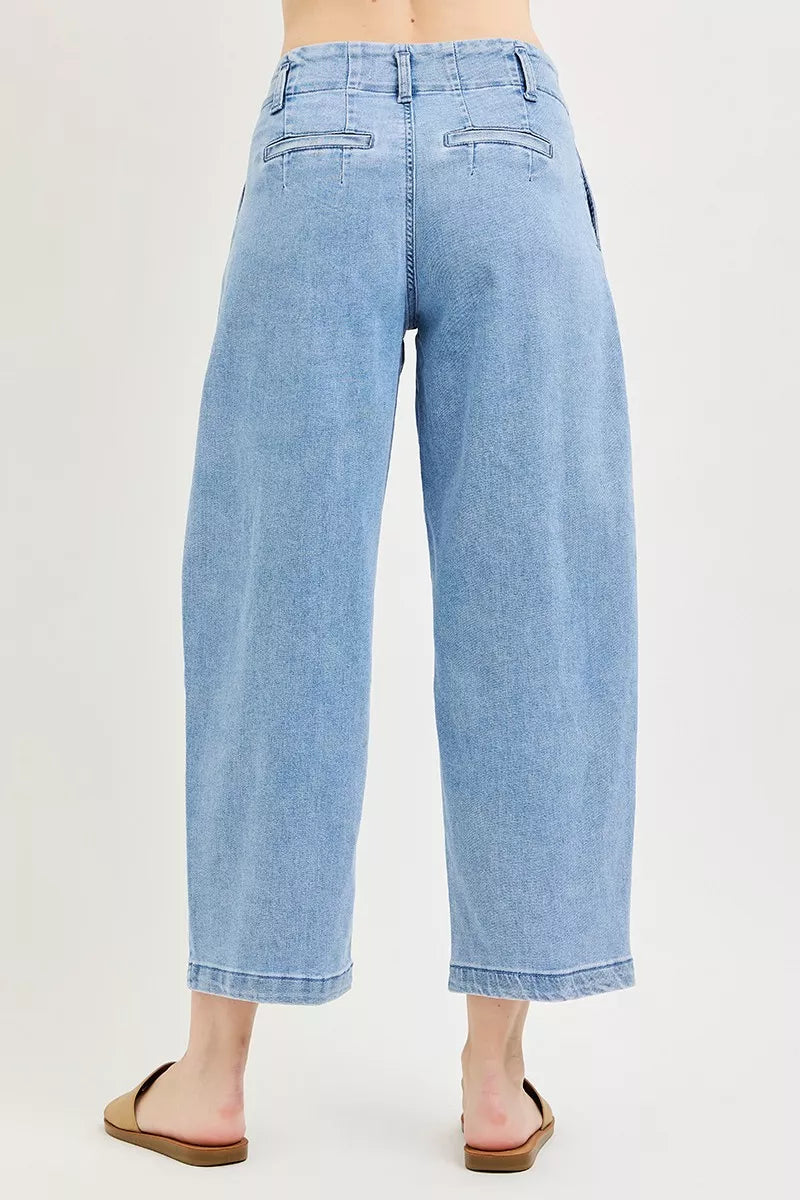 RISEN Slouchy Crop Barrel Pleated Jeans – Hazel Blues®