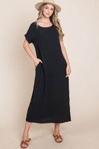 Hazel Blues® |  BOMBOM Round Neck Short Sleeve Midi Dress with Pockets