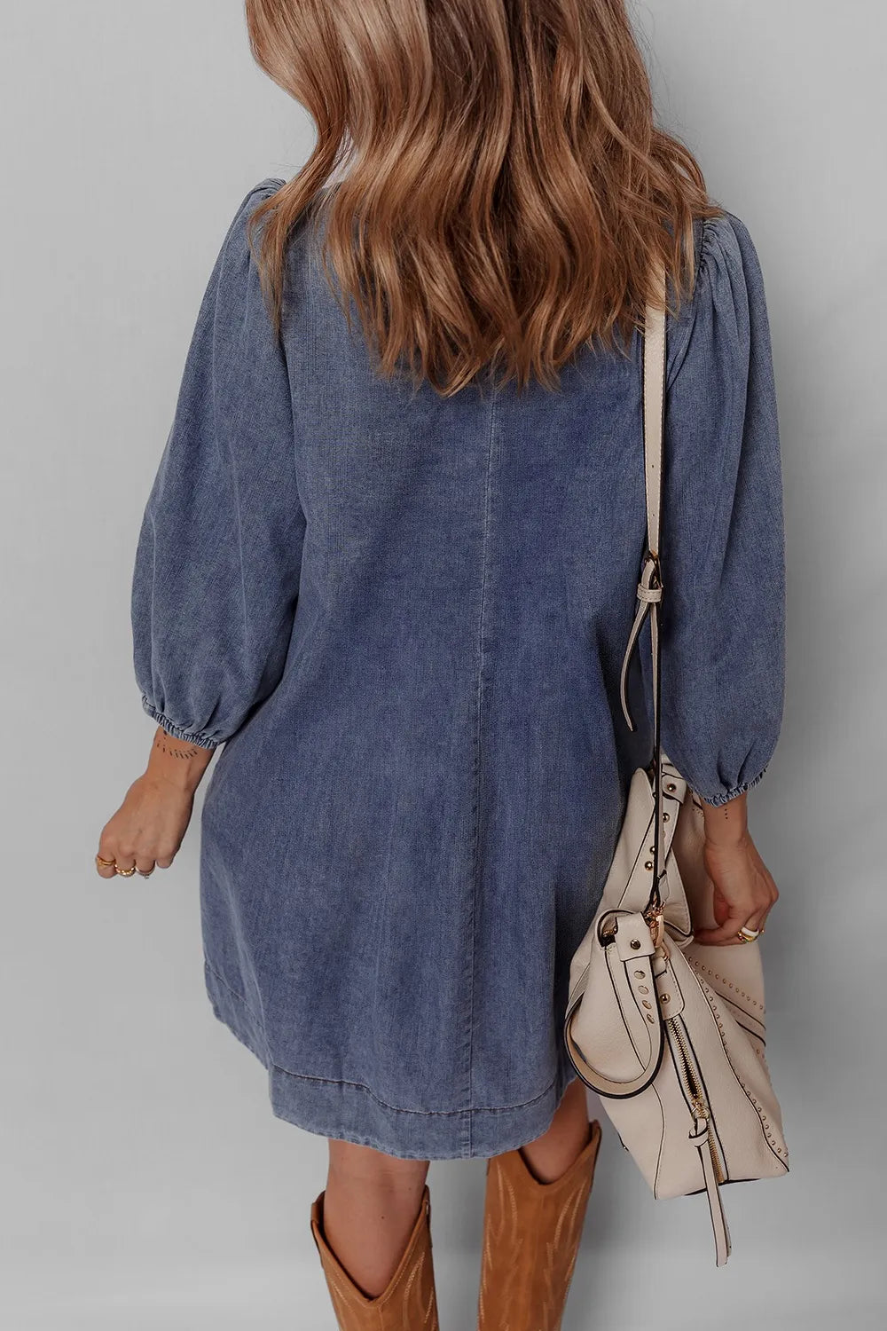 denim mini dress long sleeve Hazel Blues