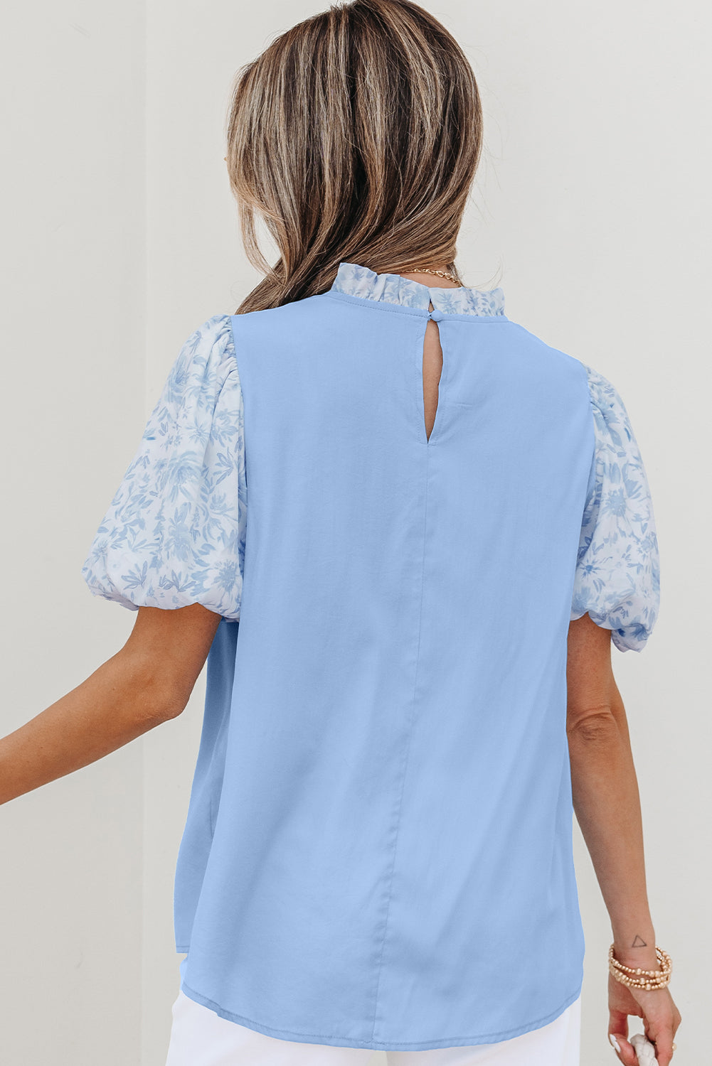 Blue Sky Note Floral Lace Blouse