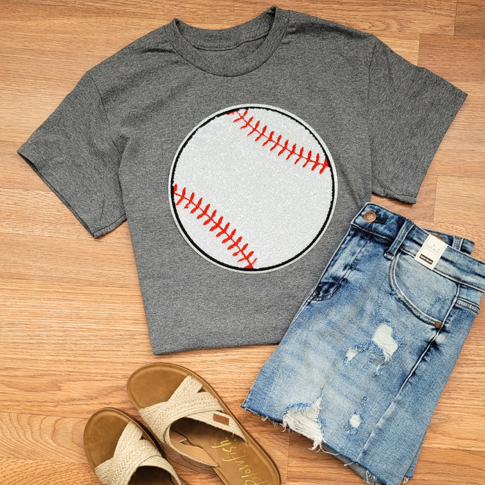 Hazel Blues® |  Large Baseball Sequin Patch Tee