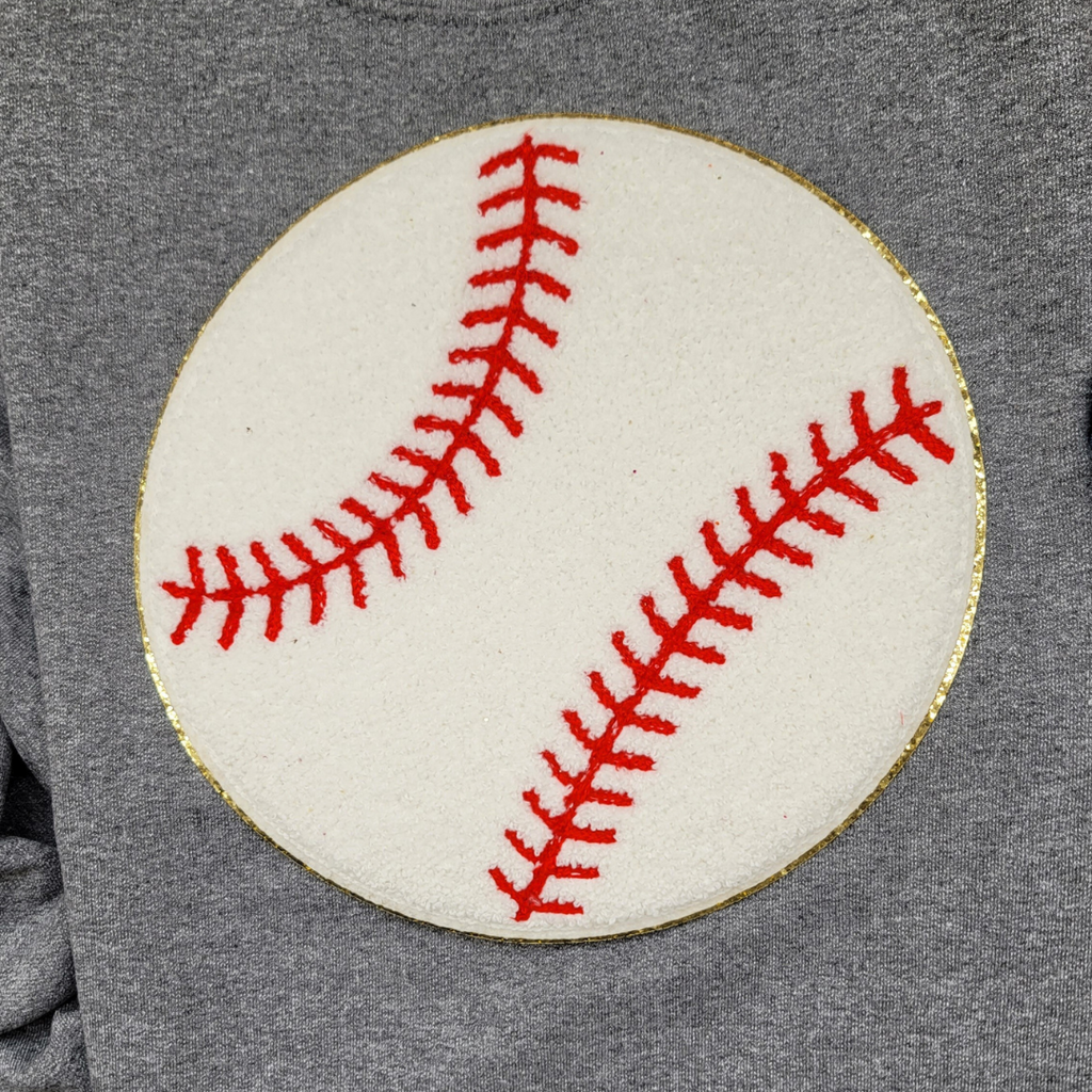 Hazel Blues® |  Large Baseball Chenille Patch Sweatshirt