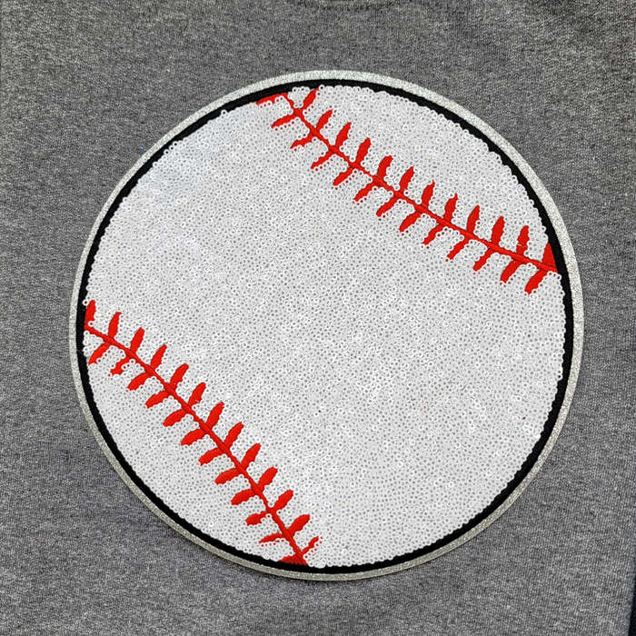 Hazel Blues® |  Large Baseball Sequin Patch Sweatshirt