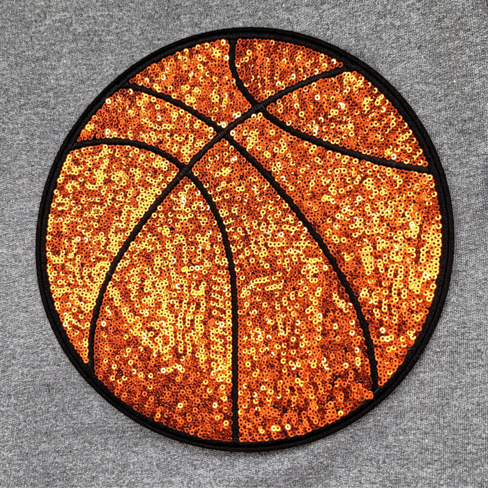 Hazel Blues® |  Large Basketball Sequin Patch Sweatshirt