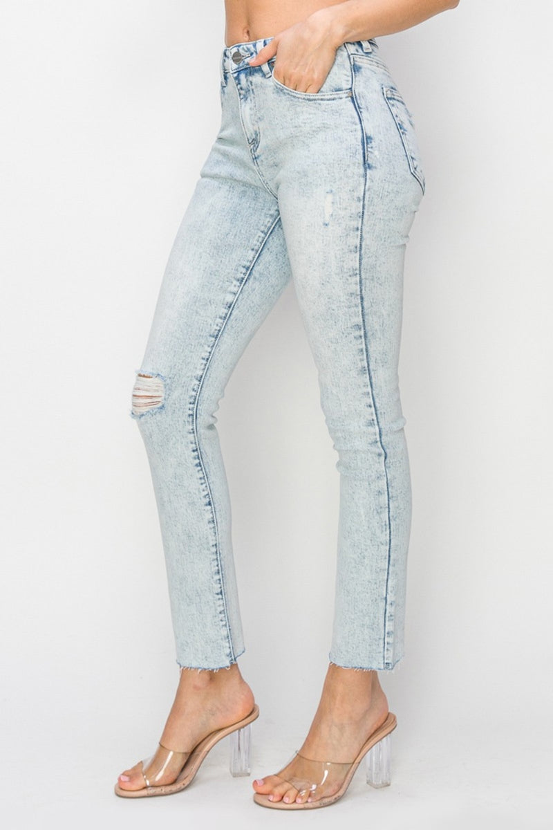 Hazel Blues® |  Risen High Rise Distressed Skinny Jeans