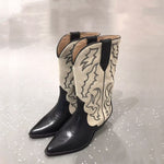 Hazel Blues® |  Embroidered Stitch Block Heel Cowboy Boots