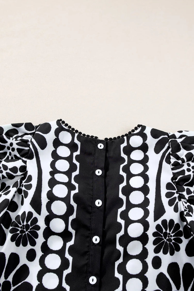 Hazel Blues® |  Printed Round Neck Half Sleeve Blouse