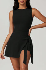 Hazel Blues® |  Black Sleeveless Knot Skirt Hem Sports Romper