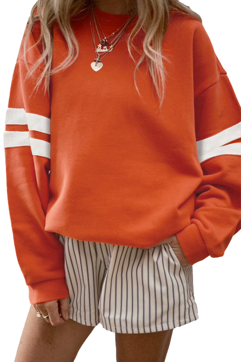 Hazel Blues® |  Evergreen Varsity Striped Detail Drop Shoulder Oversized Sweatshirt