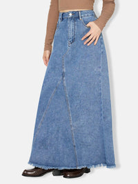 Hazel Blues® |  Raw Hem Maxi Denim Skirt