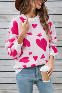 Hazel Blues® |  Angel Wings Heart Contrast Round Neck Long Sleeve Sweater