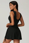 Hazel Blues® |  Black Sleeveless Knot Skirt Hem Sports Romper