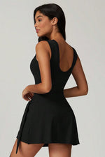 Hazel Blues® |  Black Sleeveless Knot Skirt Hem Sports Romper