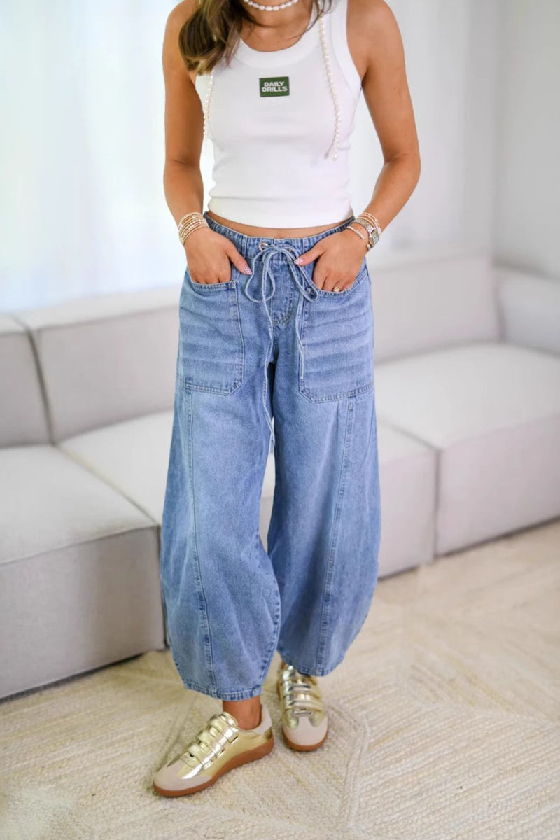 Hazel Blues® |  Drawstring Jeans with Pockets