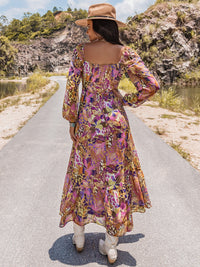 Hazel Blues® |  Printed V-Neck Long Sleeve Dress