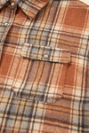 Hazel Blues® | Brown Plaid Print Flap Pocket Buttoned Shacket