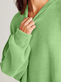 Hazel Blues® |  Double Take Side Slit Round Neck Long Sleeve Sweater