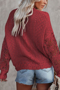 Hazel Blues® |  Openwork Round Neck Long Sleeve Sweater