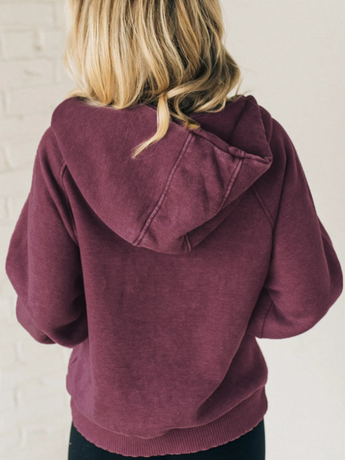 Hazel Blues® |  Half Zip Kangaroo Pocket Long Sleeve Hoodie