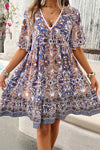 Hazel Blues® |  Printed V-Neck Half Sleeve Mini Dress