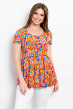 Hazel Blues® |  Be Stage Floral Short Sleeve Babydoll Top