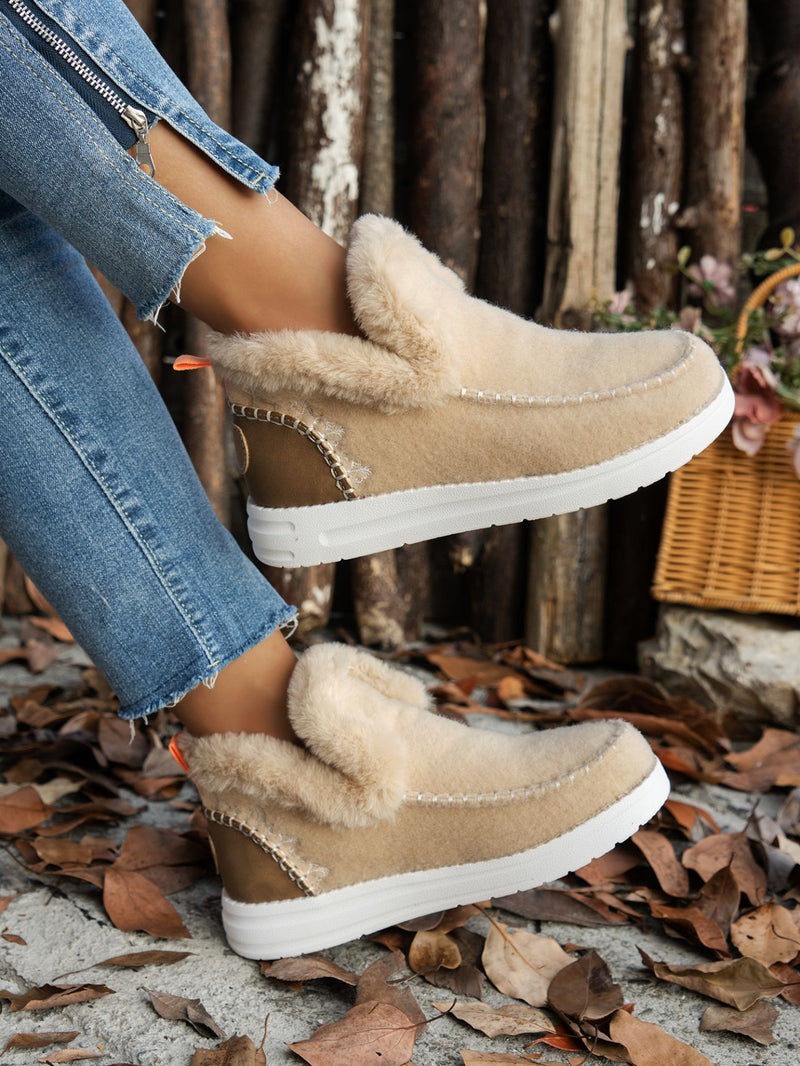 Hazel Blues® |  Furry Suede Round Toe Flat Sneakers