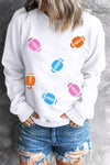 Hazel Blues® |  Football Round Neck Long Sleeve Sweatshirt