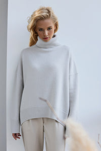 Hazel Blues® |  Basic Bae Turtleneck Dropped Shoulder Long Sleeve Sweater